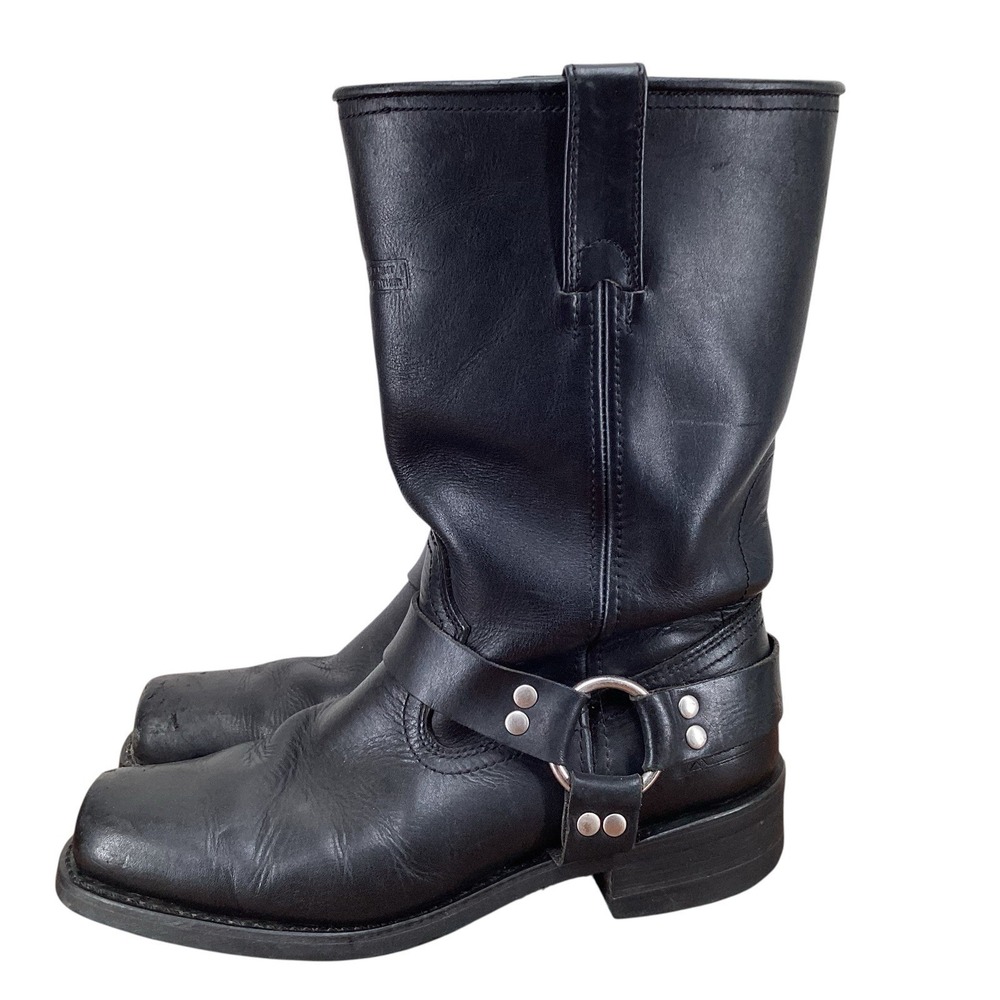 Xelement LU1442 Men's Black Leather Harness Biker Boots Square Toe Size 10 M - Picture 3 of 8